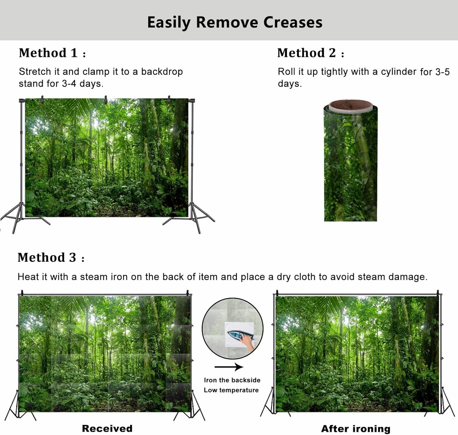 YongFoto 7x5ft Spring Rainforest Backdrops for Photography Tropical Jungle Forest Woodland Green Trees Photo Background Nature Landscape Easter Day Party Picnic Camping Adventure Photo Studio