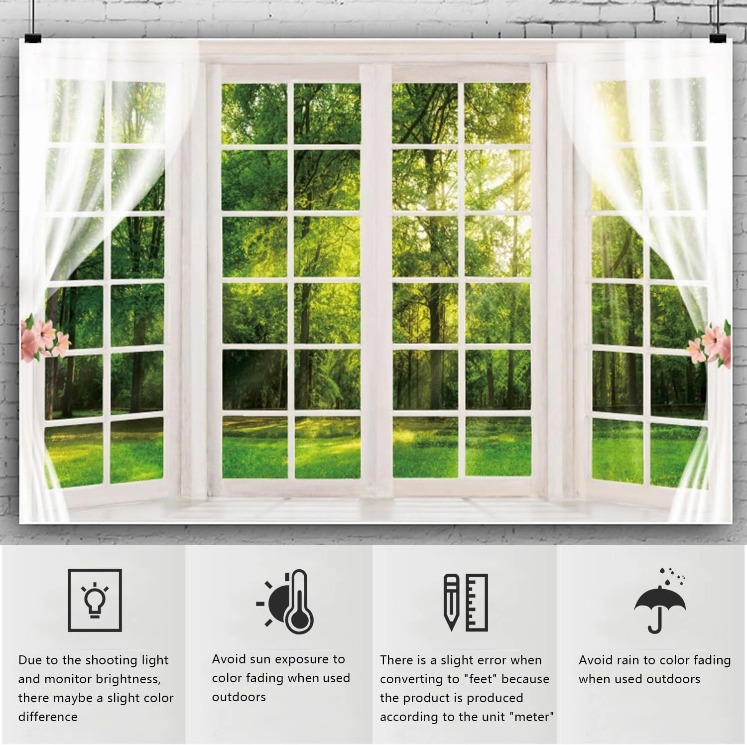 YongFoto 8x6ft Spring Window Scenery Backdrop Green Forest Jungle Trees Sunshine Nature Landscape Wedding Photography Background Girl Woman Birthday Party Kids Adults Portrait Photo Studio Props