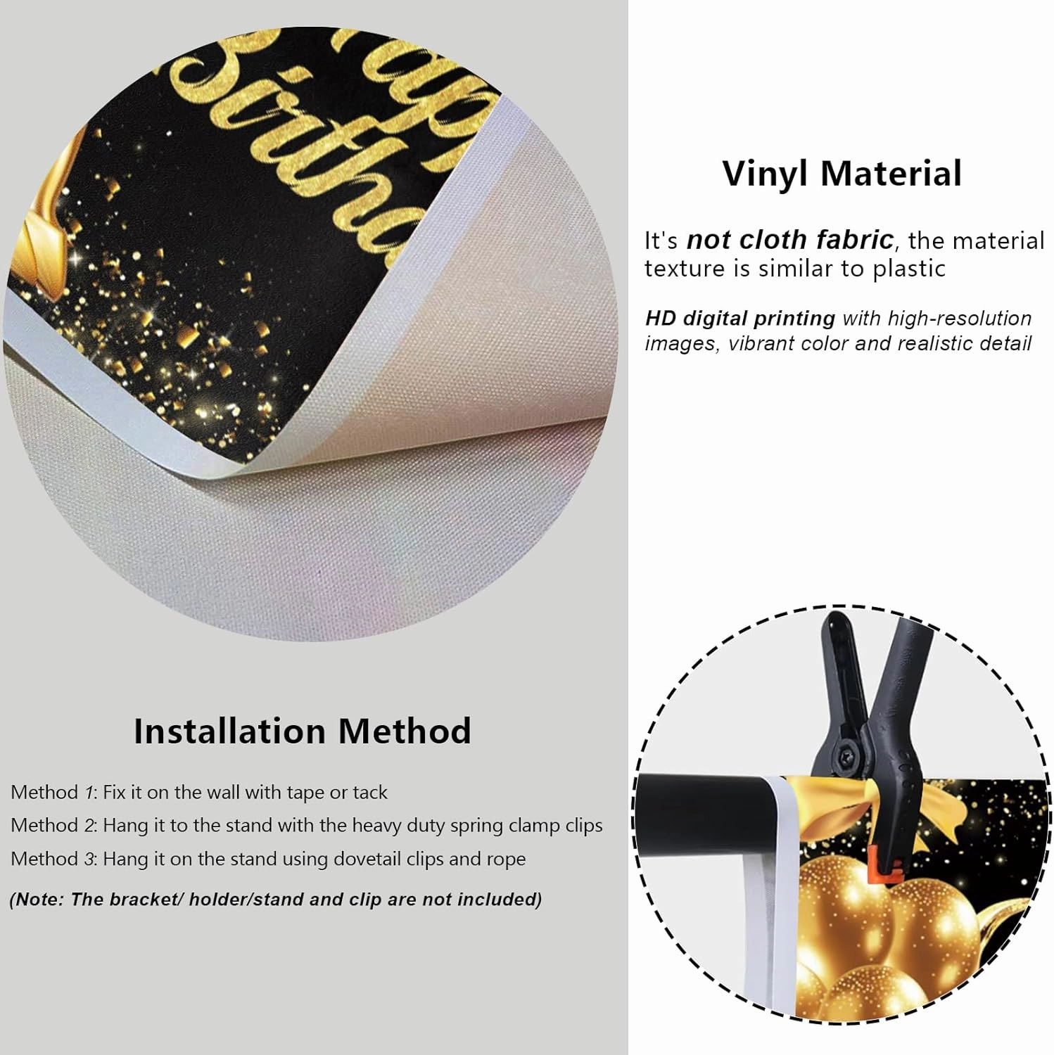 YongFoto Happy Birthday Backdrop 9x6ft Bows Balloons High Heels Black Gold Photography Background Birthday Party Event Banquet Banner Cake Table Decor Supplies Photoshoot Wallpaper Photo Booth