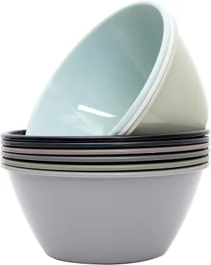 Youngever 50 Ounce Plastic Bowls, Large Cereal Bowls, Large Soup Bowls, Set of 9 (9 Urban Colors)