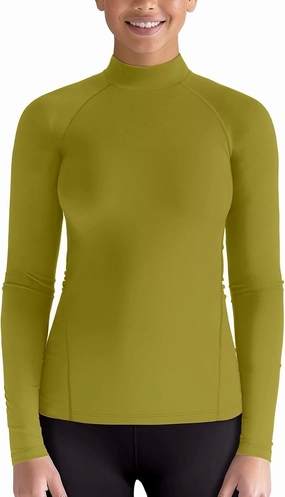 Zengjo Mock Neck Thermal Tops for Women Workout Running Athletic Long Sleeve Base Layer Shirt Light Compression Fleece Lined