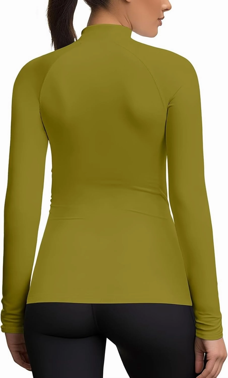 Zengjo Mock Neck Thermal Tops for Women Workout Running Athletic Long Sleeve Base Layer Shirt Light Compression Fleece Lined