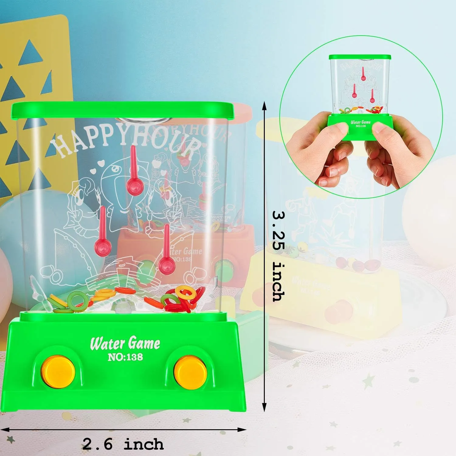 Zhanmai 16 Pcs Handheld Water Game Arcade Water Ring Game for Beach Toys Party Favor Fish Rings Fun Game for Basketball Fun Gifts for Men Retro Pastime, Without Water