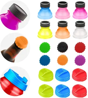 ZOCONE Bottle Lids Set, 6 Pcs Soda Can Lids   6 Pcs Can Covers   6 Pcs Silicone Beer Bottles Caps, Spill-proof Bottle Tops for Soda, Beer, Juice, BPA-free Reusable Fizz Lids